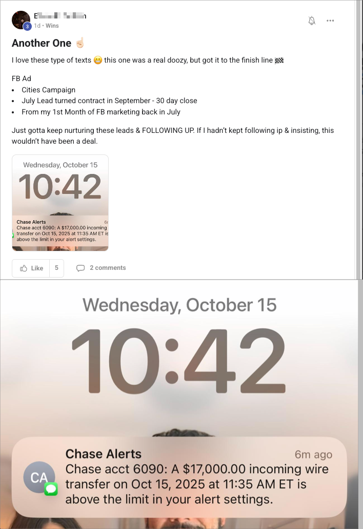 $17K first month wire