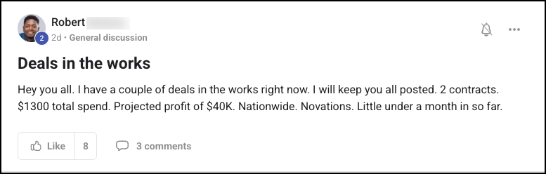 Robert's $40K projected profit